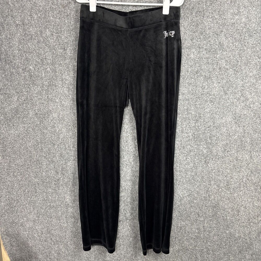 Juicy Couture SweatPants Womens Size M Black Velour  Y2K Track  Logo